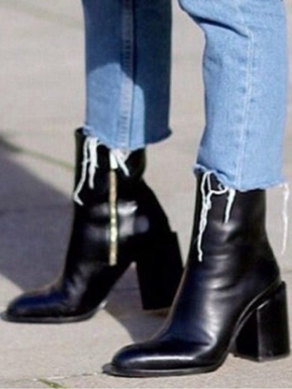 Dear Frances Spirit Bootie Black Leather Block Heel Zip Ankle Boots Sz 37